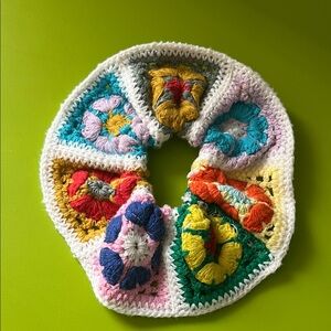Floral crochet scrunchie